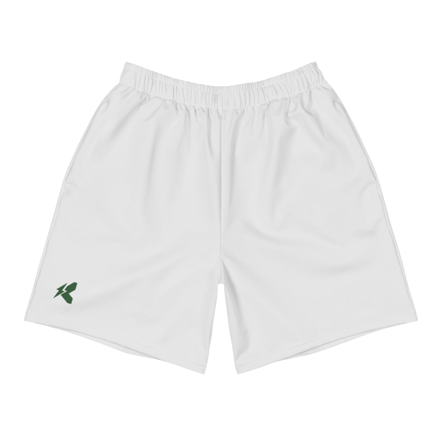 White Print Unisex Athletic Long Shorts