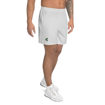 White Print Unisex Athletic Long Shorts