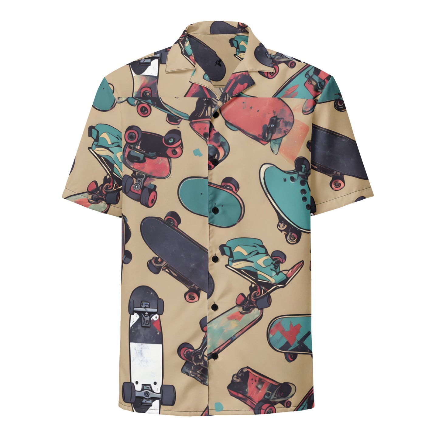 Unisex Skate Print Button-Up