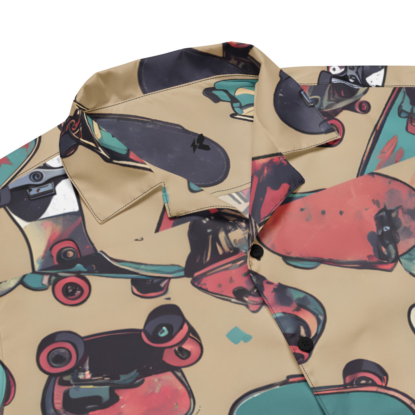 Unisex Skate Print Button-Up