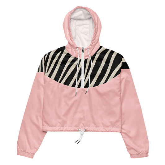 Zebra Print Cropped Women's Windbreaker