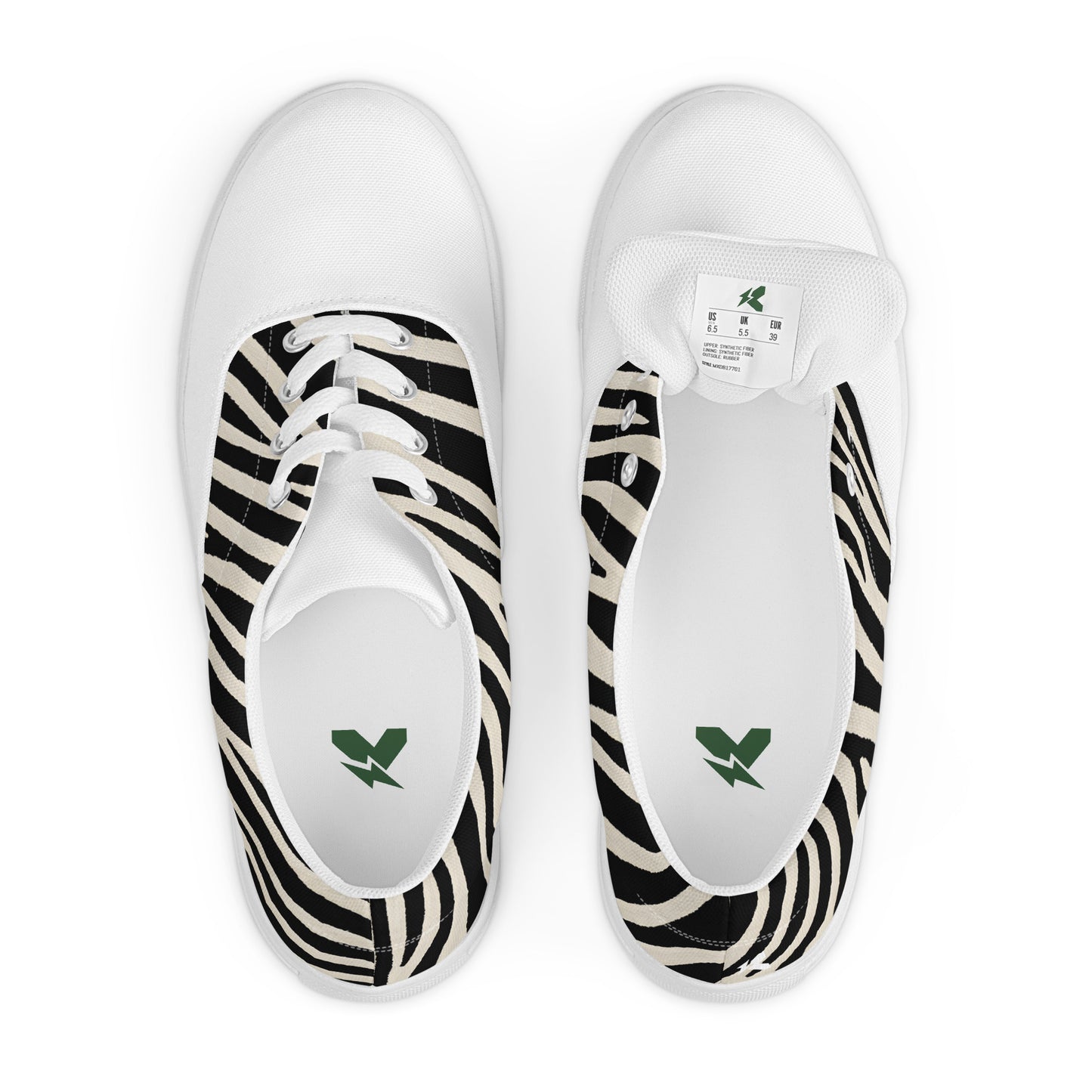 Zebra Print Women's Lace-Up Canvas Shoes