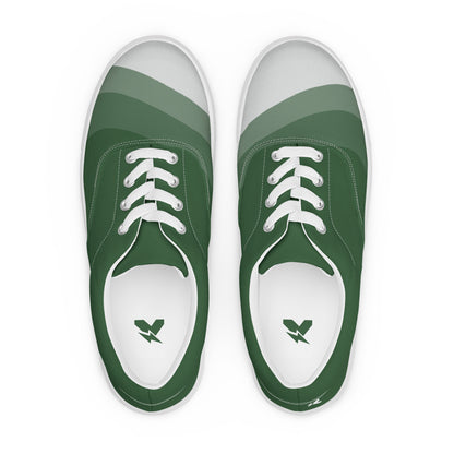 Gradient Green Women's Lace-Up Canvas Shoes