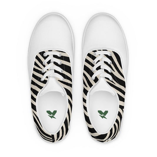 Zebra Print Women's Lace-Up Canvas Shoes