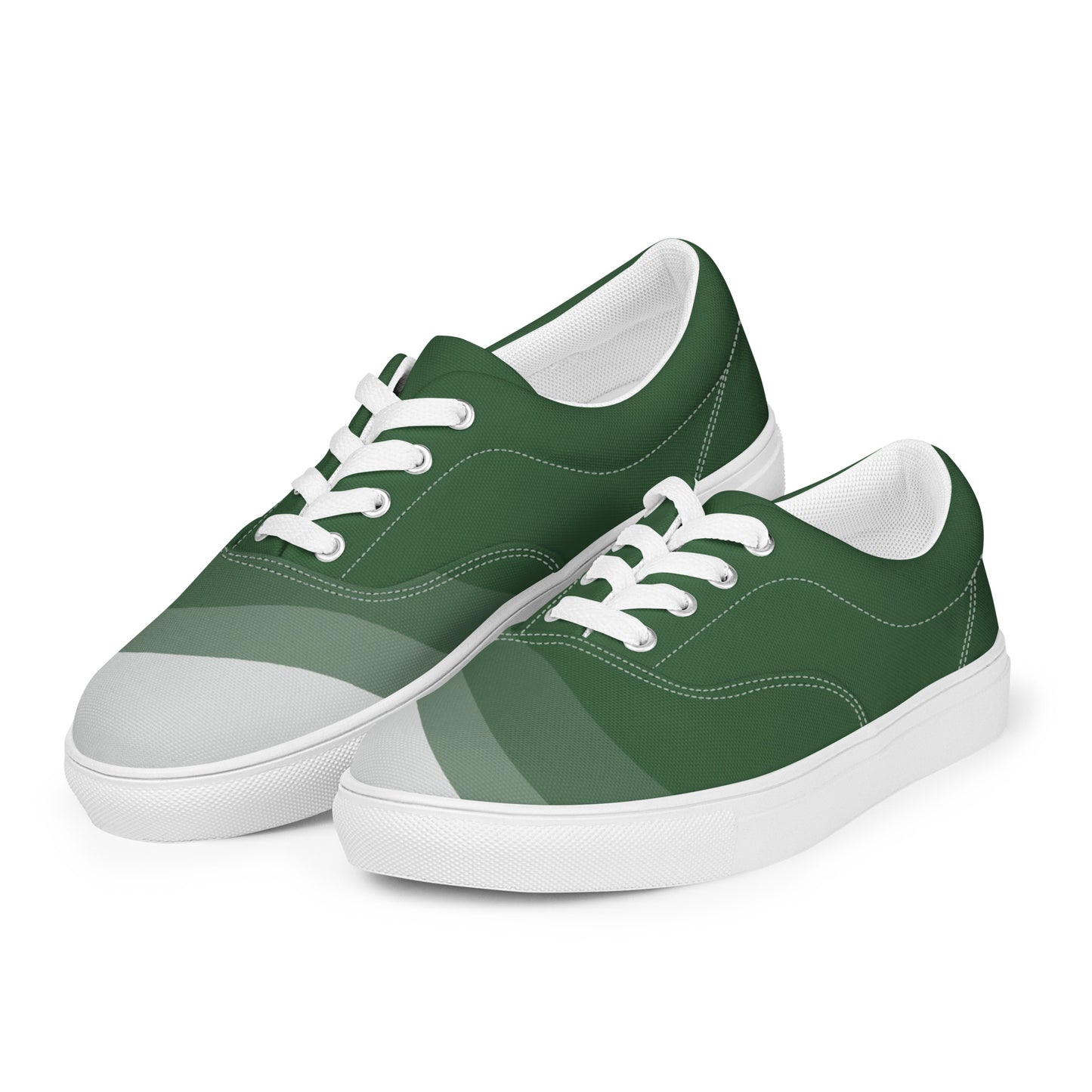 Gradient Green Women's Lace-Up Canvas Shoes