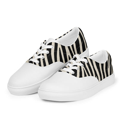 Zebra Print Women's Lace-Up Canvas Shoes