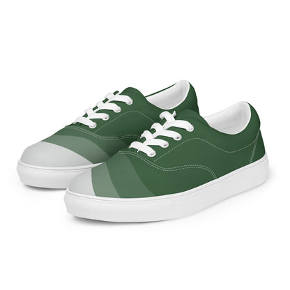 Gradient Green Women's Lace-Up Canvas Shoes