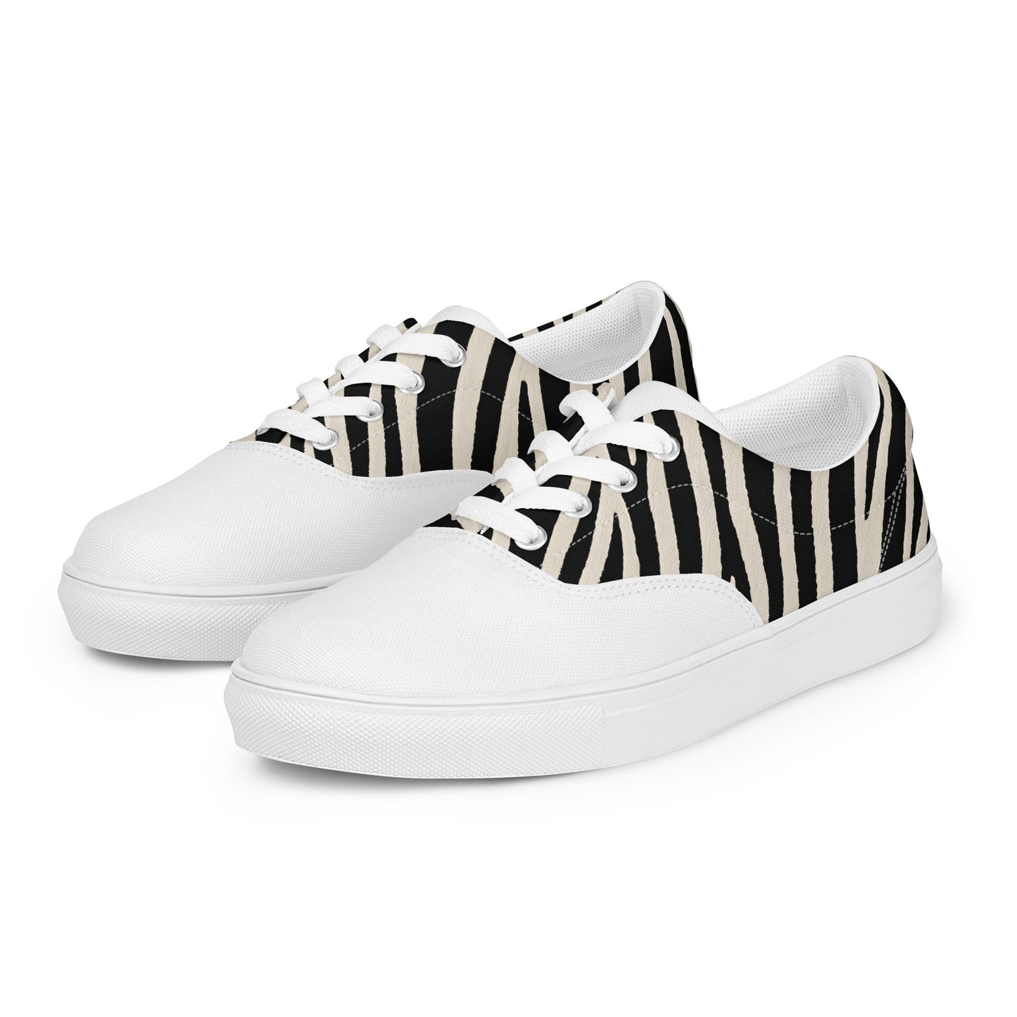 Zebra Print Women's Lace-Up Canvas Shoes