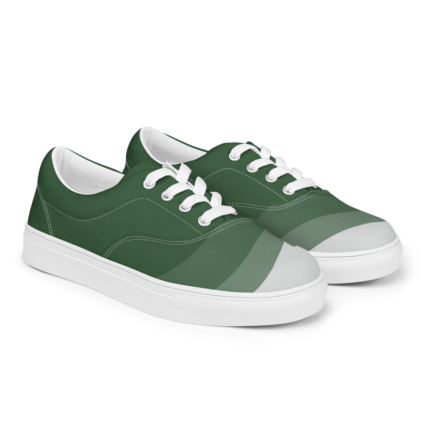 Gradient Green Women's Lace-Up Canvas Shoes