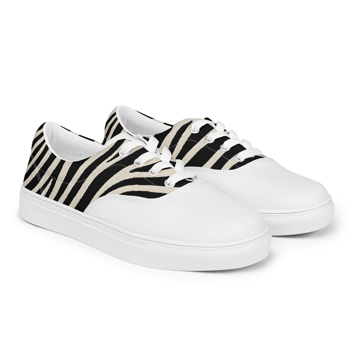 Zebra Print Women's Lace-Up Canvas Shoes